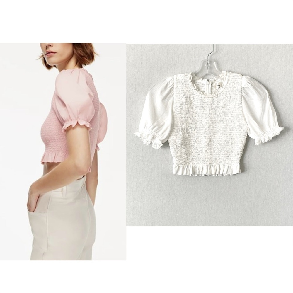 Aritzia Wilfred Tempest Cotton Short Sleeve Cropped Blouse